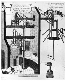Newcomen's steam engine for draining mines, 1956. Artist: Unknown