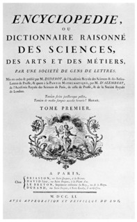 Title page of Denis Diderot's Encyclopedie, 1751 (1956). Artist: Unknown