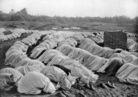 Muslims at prayer, Algeria, 1920.Artist: Biskra Frechon