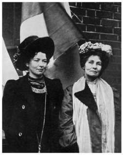 Emmeline Pankhurst, British suffragette, and her daughter Christabel, early 20th century (1956). Artist: Unknown
