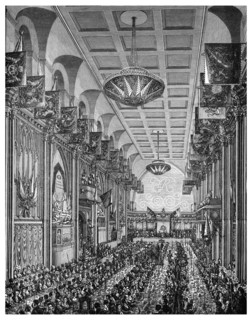 Banquet in the Great Hall for Queen Victoria, Guildhall, City of London, November 1837 (1886). Artist: Unknown
