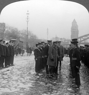 Sir Douglas Haig inspecting sailors, World War I, 1918.Artist: Realistic Travels Publishers