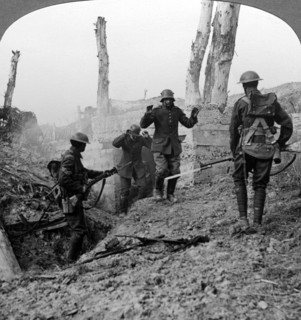 German soldiers surrendering, Bullecourt, France, World War I, 1914-1918.Artist: Realistic Travels Publishers