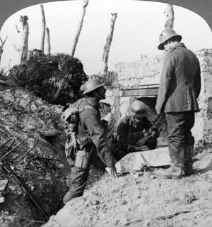 Captured German blockhouse, Poelecappelle, Belgium, World War I, 1914-1918.Artist: Realistic Travels Publishers