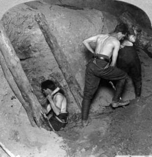 Mining at Messines Ridge, Belgium, World War I, 1914-1918.Artist: Realistic Travels Publishers