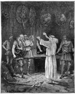 A bard reciting the noble traditions of the family, 1882-1884. Artist: Unknown
