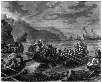 'The Franks cross the raging sea', 1882-1884. Artist: Unknown