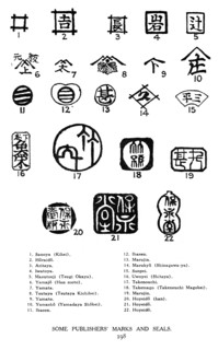 Some Japanese publishers' marks and seals, 19th century (1925). Artist: Unknown