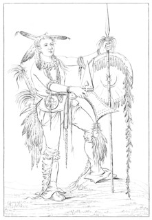 Sac or Fox brave, Rock Island, Upper Mississippi, 1841.Artist: Myers and Co