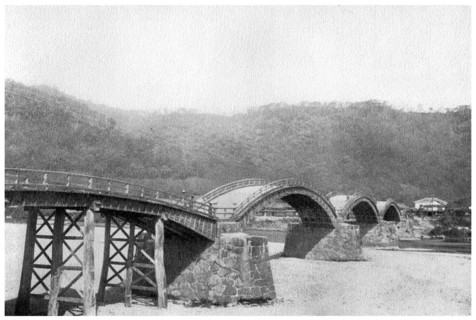 Wooden bridge at Iwakuni, Japan, 1904. Artist: Unknown