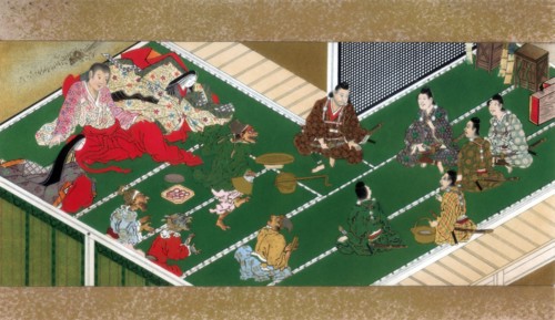 Raiko and his comrades before the demon robber, 17th century (1886). Artist: Unknown