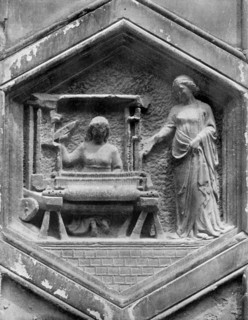 'The Art of Weaving', relief on the Duomo, Florence, Italy, mid 14th century (1925). Artist: Giotto