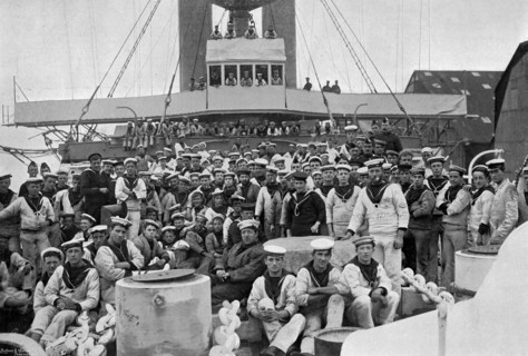 On the forecastle of HMS 'Royal Sovereign', 1895. Artist: Gregory & Co