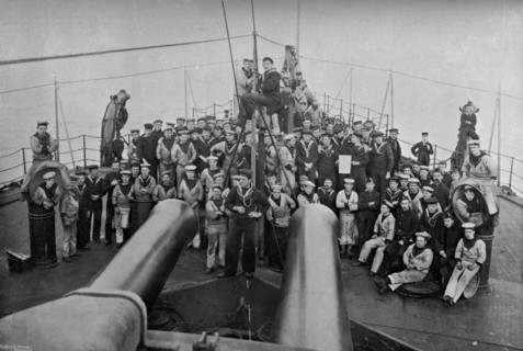 Some of the company of the first-class battleship HMS 'Sans Pareil', 1896. Artist: Gregory & Co