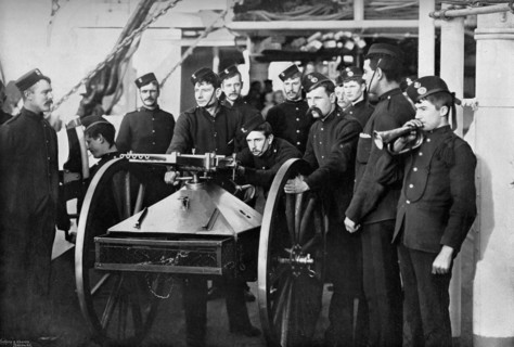 Repel boarders exercise, Sheerness Gunnery School, Kent, 1896. Artist: Gregory & Co