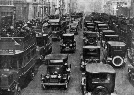 Traffic on 5th Avenue as seen from a control tower, New York City, USA, c1930s.Artist: Ewing Galloway