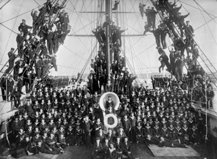The sailor lads of the training ship HMS 'Lion' at Devonport, Devon, 1896. Artist: WM Crockett