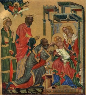 'The Adoration of the Magi', c1350 (1955).Artist: Master of the Vyssi Brod Altar