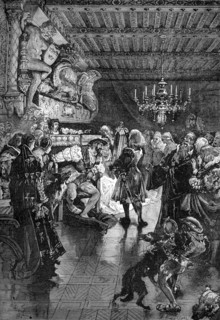 Francis I of France recives a mirror from the Venetian ambassador, 1515-1547 (1882-1884).Artist: Ruesnel