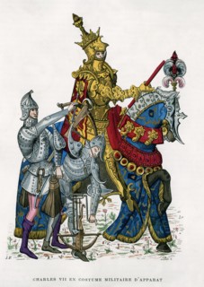 Charles VII, King of France, on horseback in full armour, 15th century (1882-1884).Artist: Gautier