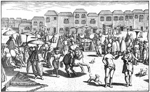 Market in Goa, India, 1599. Artist: Unknown