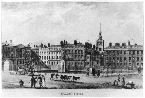 St James's Square, London, c18th century (1907). Artist: Unknown