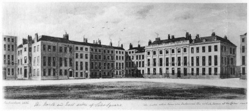 The north and south sides of Soho Square, London, 1826 (1907). Artist: Unknown