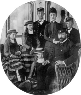 The Prince and Princess of Wales with their family on board the royal yacht, 19th century (1910). Artist: Unknown