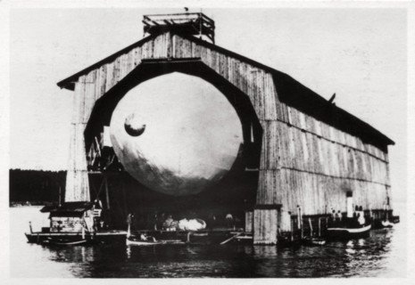 Zeppelin LZ1 in a floating hanger at Manzell, Friedrichshafen, Germany, 1900, (1933). Artist: Unknown
