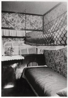 Passenger cabin at night, LZ 127 Graf Zeppelin, 1933. Artist: Unknown