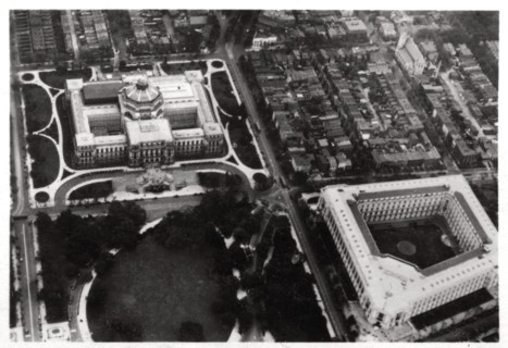Aerial view of the Library of Congress, Washington DC, USA, from a Zeppelin, 1928 (1933). Artist: Unknown