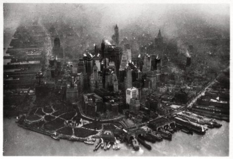 Aerial view of Manhattan, New York City, USA, from a Zeppelin, 1928 (1933). Artist: Unknown