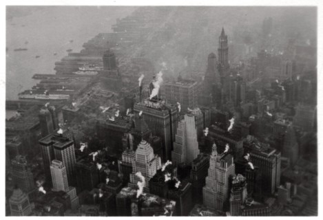 Aerial view of Manhattan, New York City, USA, from a Zeppelin, 1928 (1933). Artist: Unknown