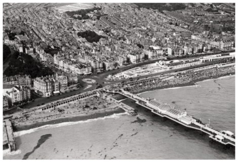 Aerial view of Brighton, Sussex, from a Zeppelin, 1931 (1933). Artist: Unknown