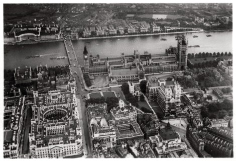 Aerial view of Westminster, London, from a Zeppelin, 1931 (1933). Artist: Unknown