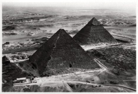 Aerial view of the Pyramids of Giza, Egypt, from a Zeppelin, 1931 (1933). Artist: Unknown