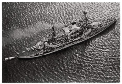 Aerial view of the German battleship SMS 'Schlesien', from a Zeppelin, c1931 (1933). Artist: Unknown