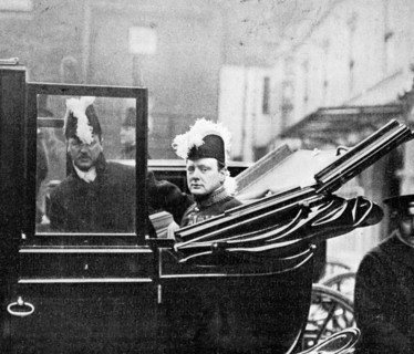 'The Privy Council, Winston Churchill Leaving the Palace. A Nation's Apprehension', 1910.Artist: Illustrations Bureau