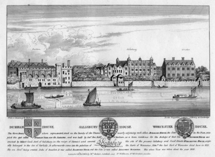 Durham House, Salisbury House, and Worcester House, London, c1630 (1808). Artist: Unknown
