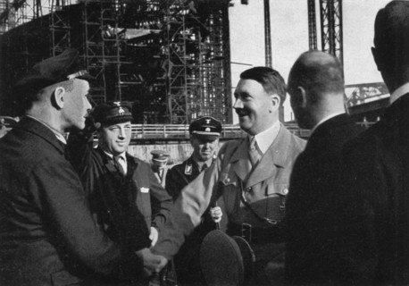 Adolf Hitler meeting the workers of the Blohm & Voss shipyard, Hamburg, Germany, 1934. Artist: Unknown