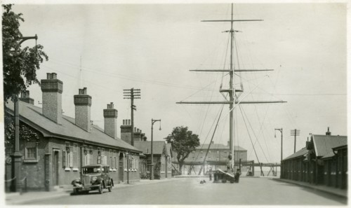 The quarterdeck, Royal Navy training establishment, Shotley, Suffolk, 1936. Artist: Unknown