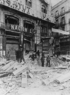 Rubble in the main street, Palma, Majorca, Spain, Spanish Civil War, c1936. Artist: Unknown