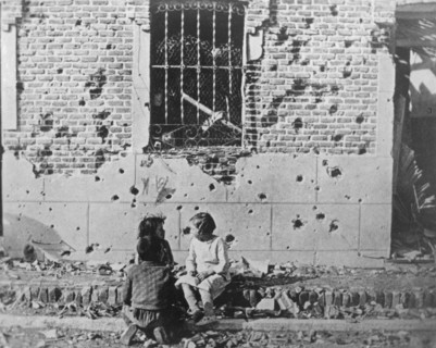 Homeless children, Barcelona, Catalonia, Spain, Spanish Civil War, c1936-c1939. Artist: Unknown