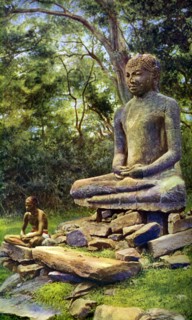Stone Buddha, a relic of the past glory of Anuradhapura, Ceylon, c1924. Artist: Unknown