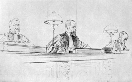 The judge, M de Valles, during the trial of Marguerite Steinheil, Paris, France, 1909. Artist: L Sabattier