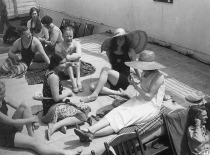 Passengers sunbathing on board a cruise ship, c1920s-c1930s(?). Artist: Unknown
