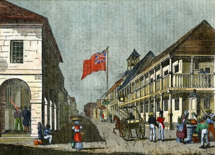 Junction of Harbour Street and King Street, Kingston, Jamaica, c1835. Artist: Unknown