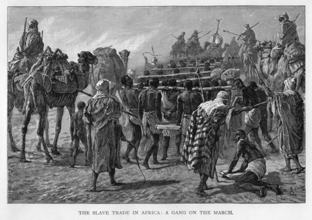 'The slave trade in Africa: a gang on the march', c1875. Artist: Unknown
