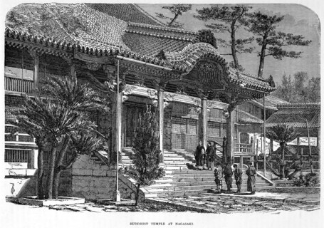 'Buddhist temple at Nagasaki', Japan, c1880. Artist: Unknown