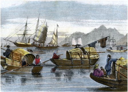 Chinese sampans in the harbour of Hong Kong, c1875. Artist: Unknown